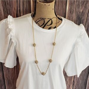 J.Crew Necklace, Gold Tone with Diamond Ball Detail